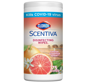 Clorox Scentiva Wipes;  Bleach Free Cleaning Wipes;  Tahitian Grapefruit Splash;  75 Count