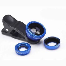 3-in-1 Universal Clip on Smartphone Camera Lens - 6 Colors (Color: Blue)